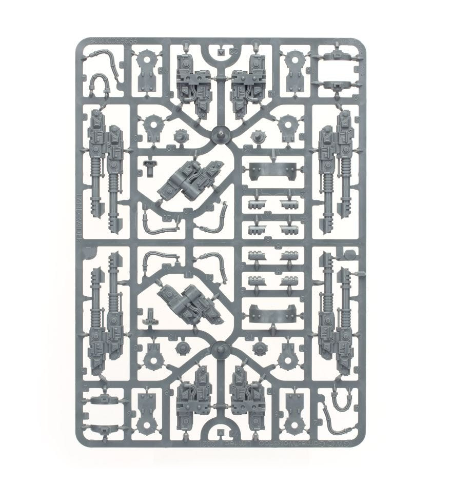 Legiones Astartes Spartan Assault Tank unpainted plastic sprue, frame 5 of 6, with lascannons