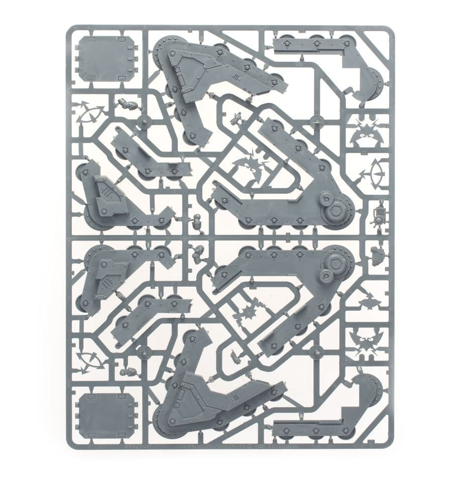 Legiones Astartes Spartan Assault Tank unpainted plastic sprue, frame 2 of 6, with side plates