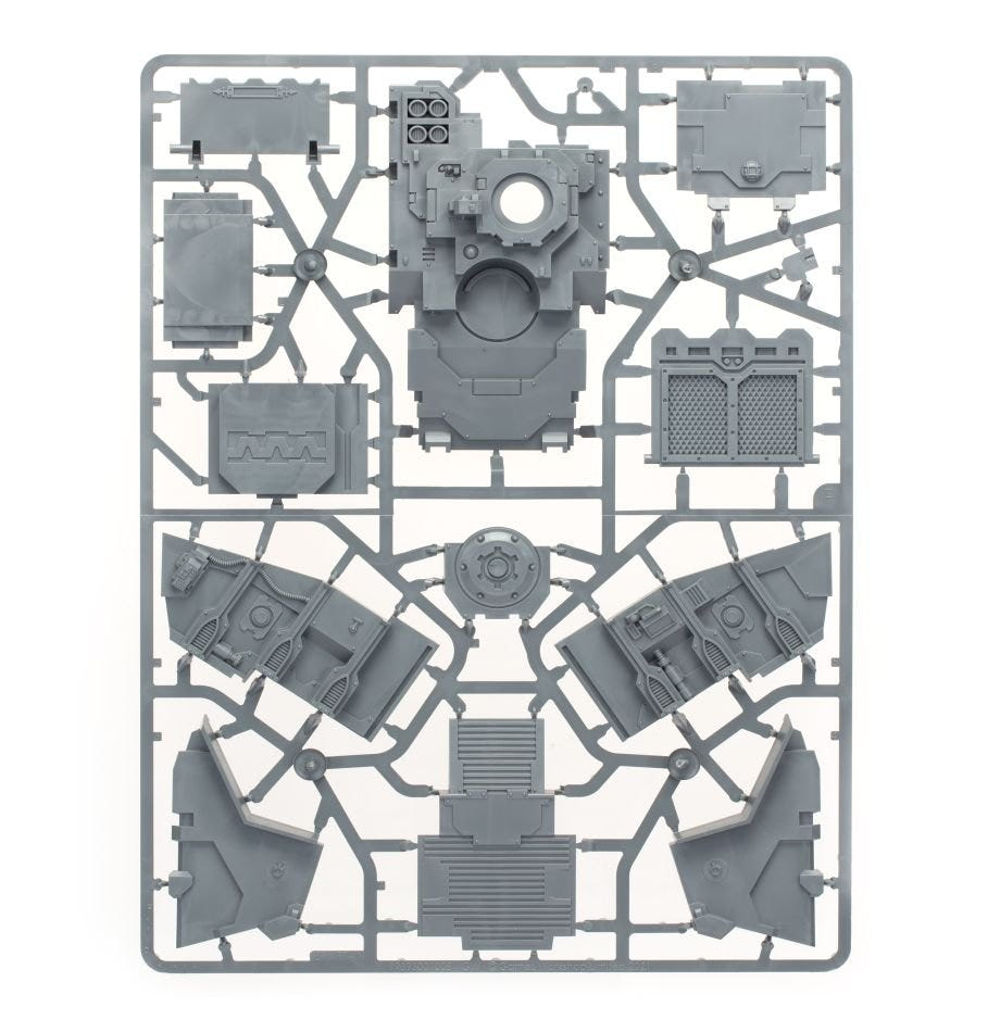 Legiones Astartes Spartan Assault Tank unpainted plastic sprue, frame 4 of 6, with hull and ramp