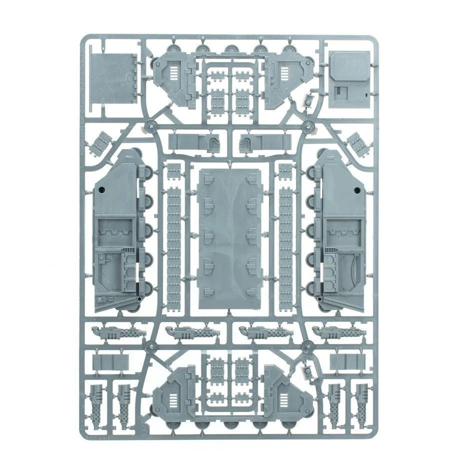 Legiones Astartes Vindicator Siege Tank unpainted plastic sprue, frame 2 of 3