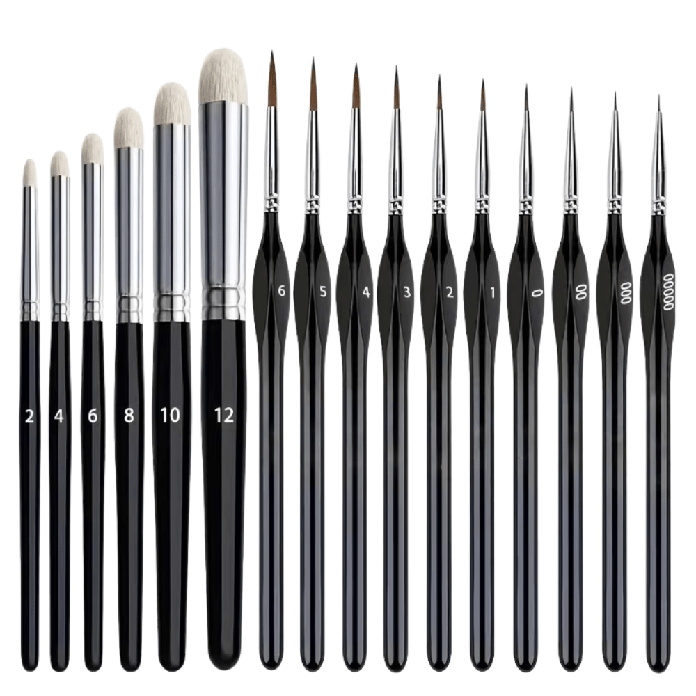 16pcs Miniature Paint Brush Set - Loaded Dice