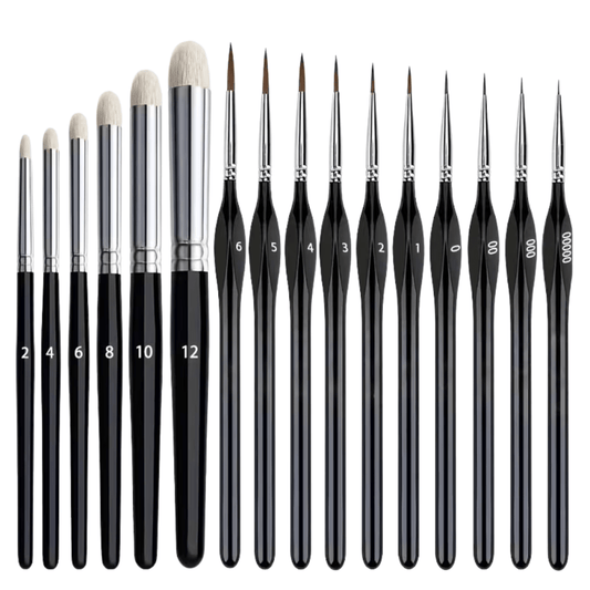 16pcs Miniature Paint Brush Set - Loaded Dice
