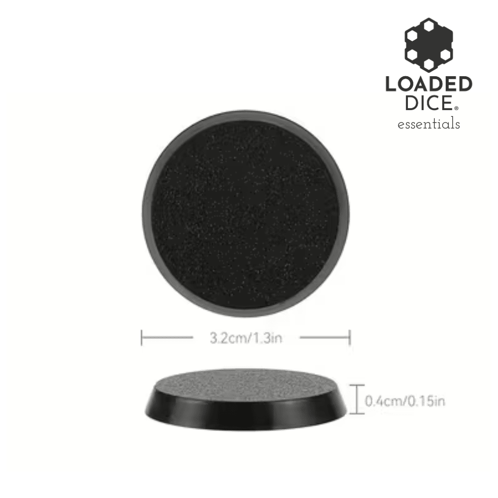 Pack of 10 32mm Round Model Bases - Loaded Dice