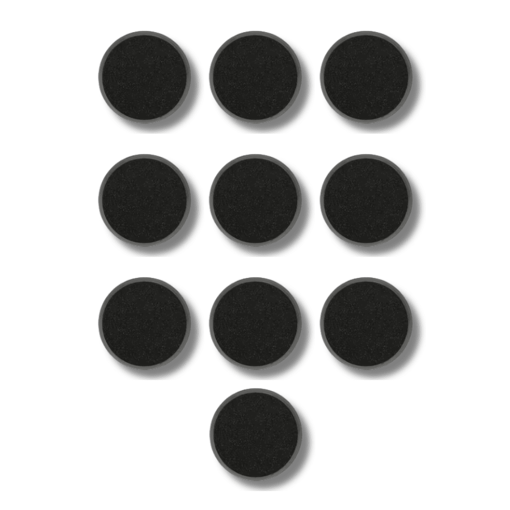 Pack of 10 32mm Round Model Bases - Loaded Dice