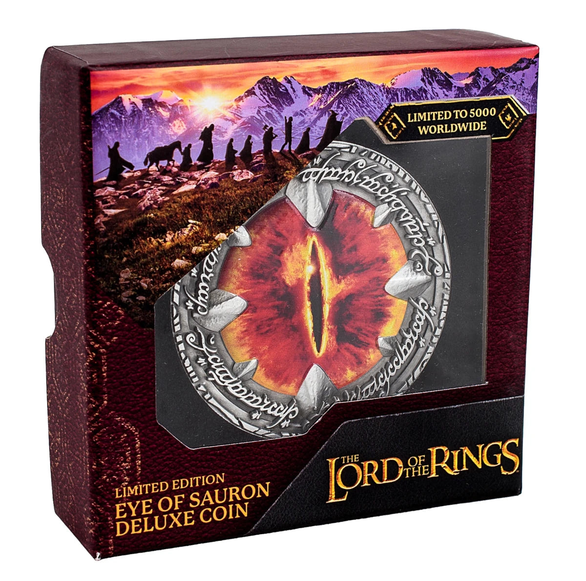 Lord of the Rings Eye of Sauron Deluxe Coin in its limited edition windowed gift box