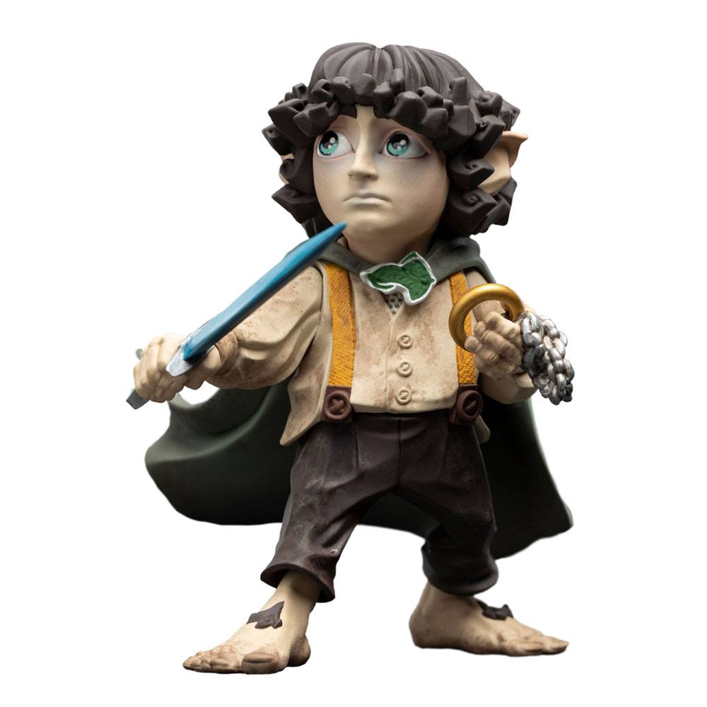 Weta Workshop Mini Epics Frodo Baggins vinyl figure, front view with glowing blue Sting
