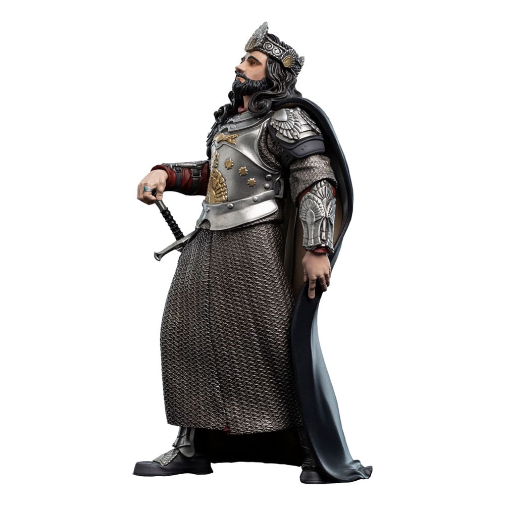 King Aragorn Mini Epics figure by Weta Workshop, three-quarter view with hand on his sword