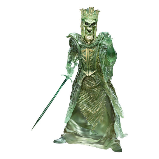 Weta Workshop Mini Epics King of the Dead vinyl figure in translucent green, front view with sword
