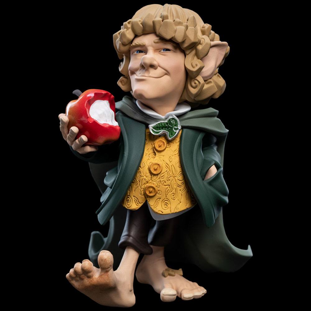 Merry Mini Epics figure by Weta Workshop with his apple, three-quarter view on a black background