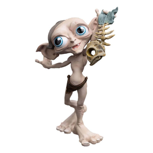 Weta Workshop Mini Epics Sméagol vinyl figure clutching a fish skeleton, front view