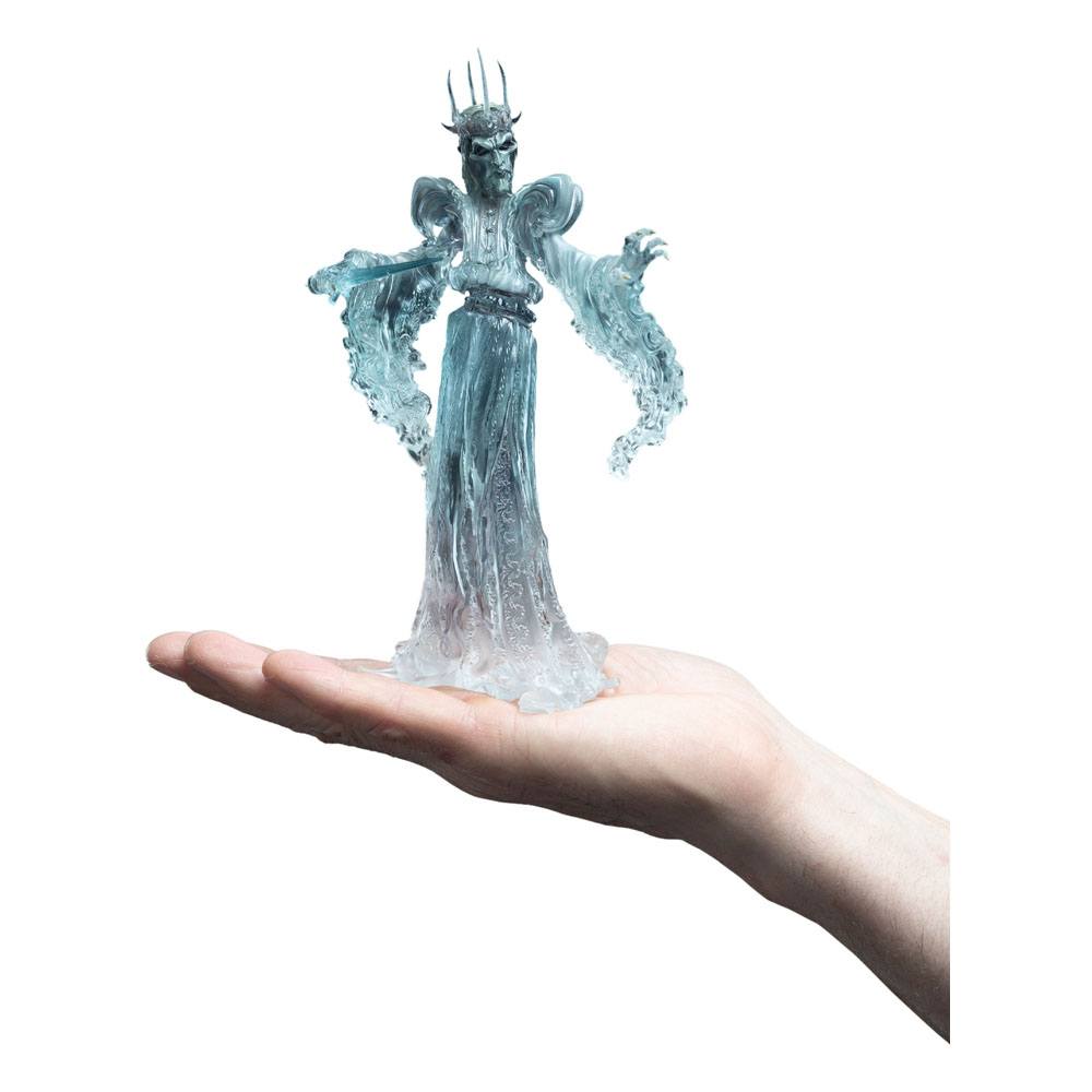 Witch-King of the Unseen Lands Mini Epics figure on an open hand to show its size, blue-lit