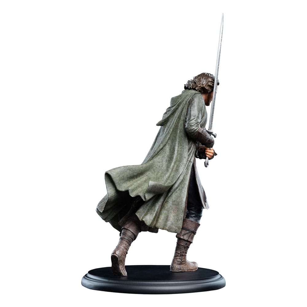 Weta Workshop Aragorn mini statue, rear three-quarter view showing flowing cloak