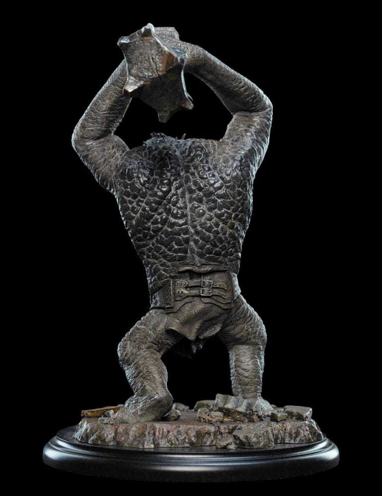 Cave Troll mini statue rear view showing textured hide and rocky base
