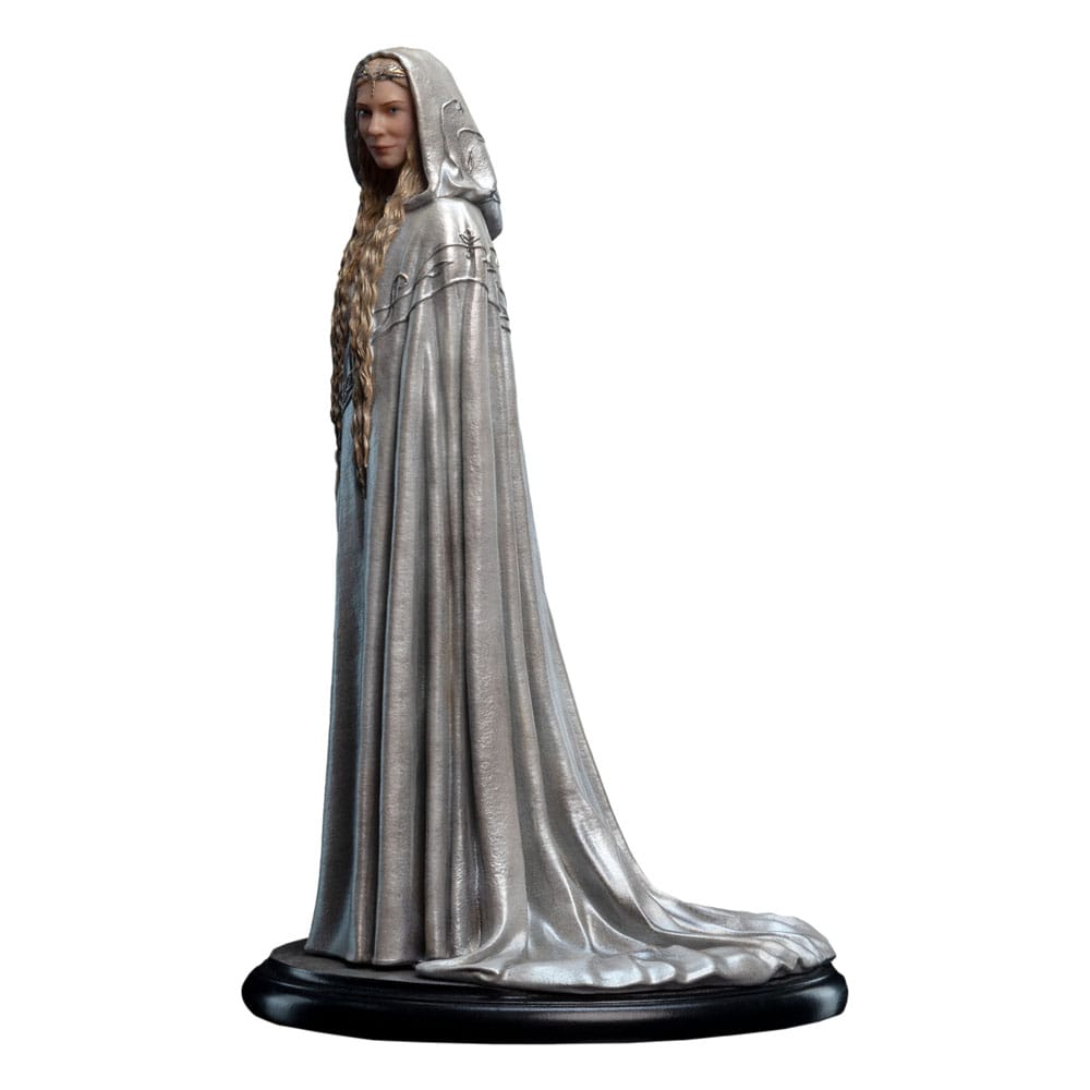 Galadriel mini statue by Weta Workshop, right three-quarter view of her flowing hooded robe