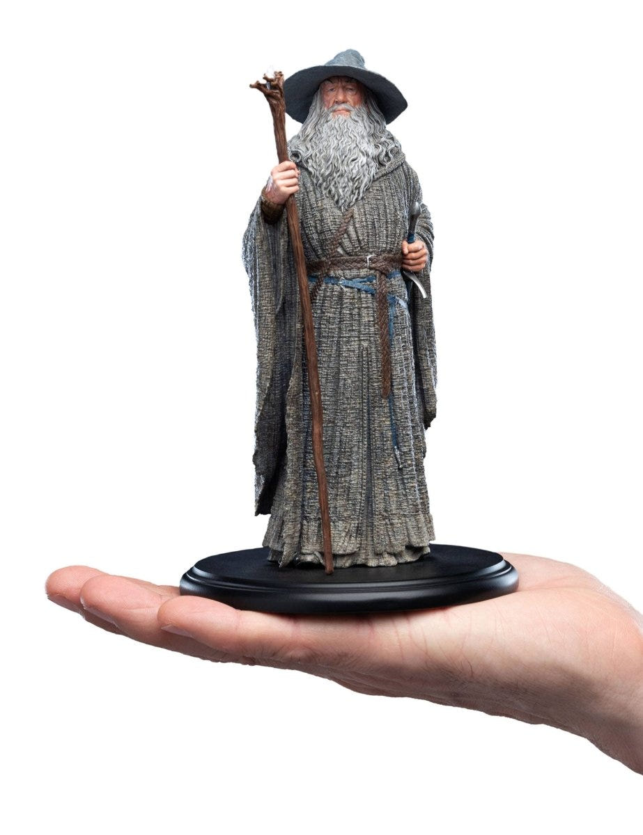 Weta Workshop Gandalf the Grey 19cm mini statue held in a hand to show scale