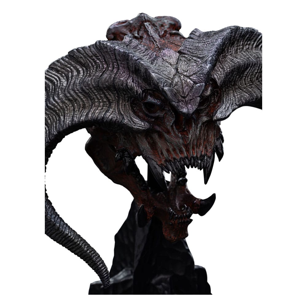 Close-up of the Balrog skull's ridged brow and fanged jaw, Weta Workshop Lord of the Rings statue