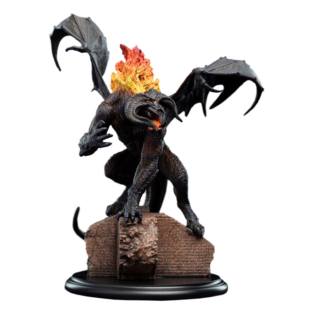 Balrog in Moria mini statue by Weta Workshop, front view with wings raised and jaws aglow