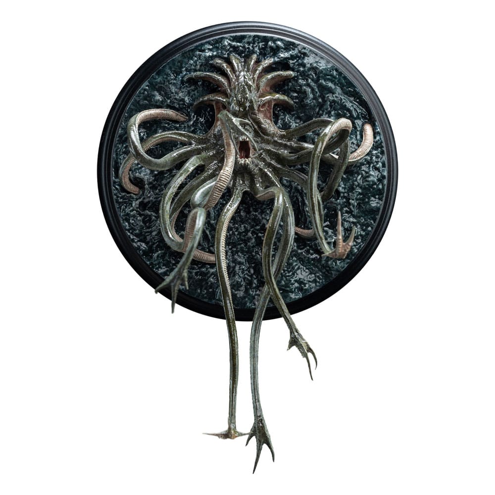 Weta Workshop Lord of the Rings Watcher in the Water mini statue, top-down view as a wall display