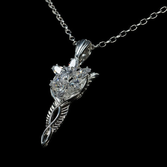 Weta Workshop Evenstar pendant replica in sterling silver and cubic zirconia on its silver chain