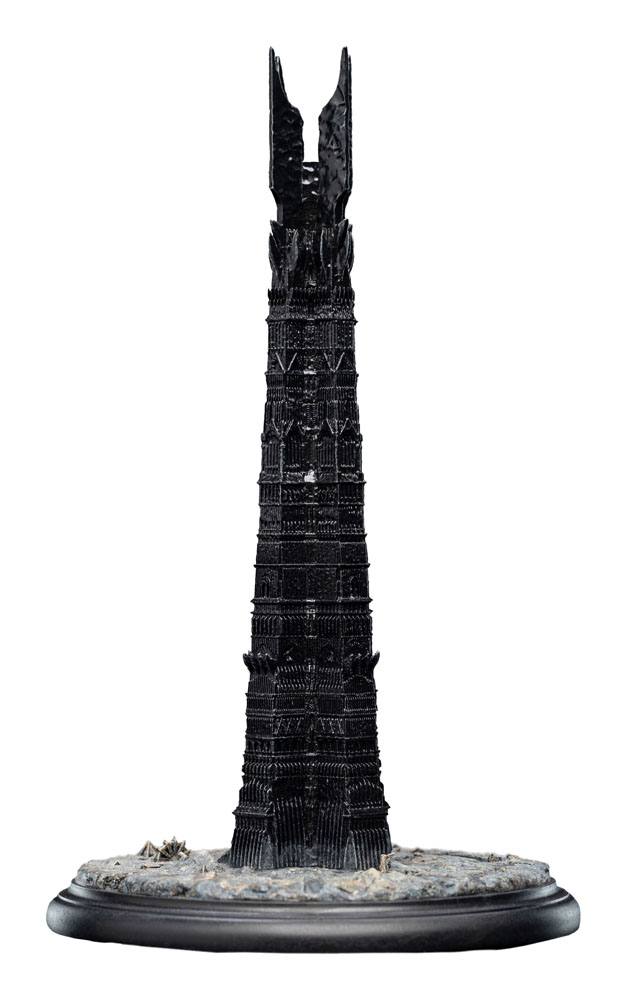 Weta Workshop Orthanc mini statue, Saruman's black tower of Isengard, side view on round plinth