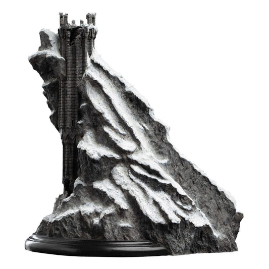 Weta Workshop Zirakzigil statue, Durin's Tower atop a snow-covered mountain peak, front view