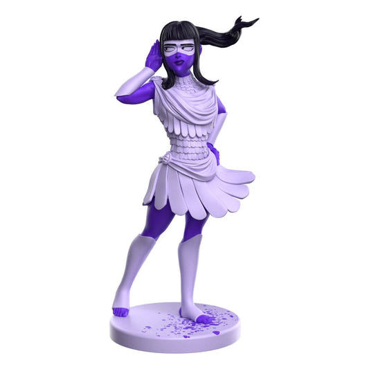 Lore Olympus x Weta Workshop Artemis mini vinyl figure, front view in lilac tunic and mask