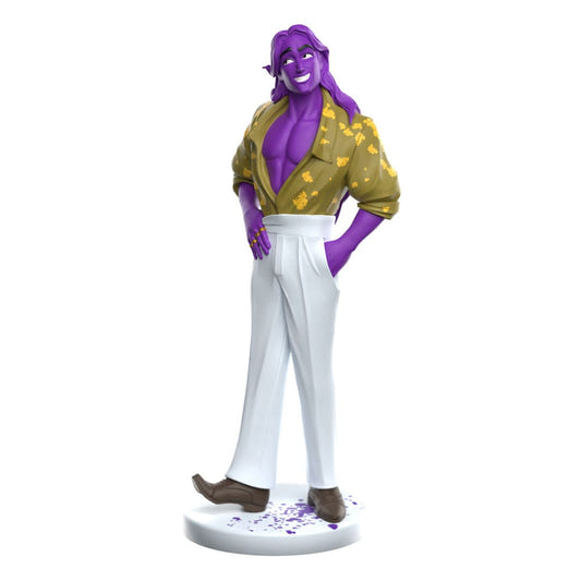 Lore Olympus x Weta Workshop Zeus mini vinyl figure, front view in gold shirt and white trousers