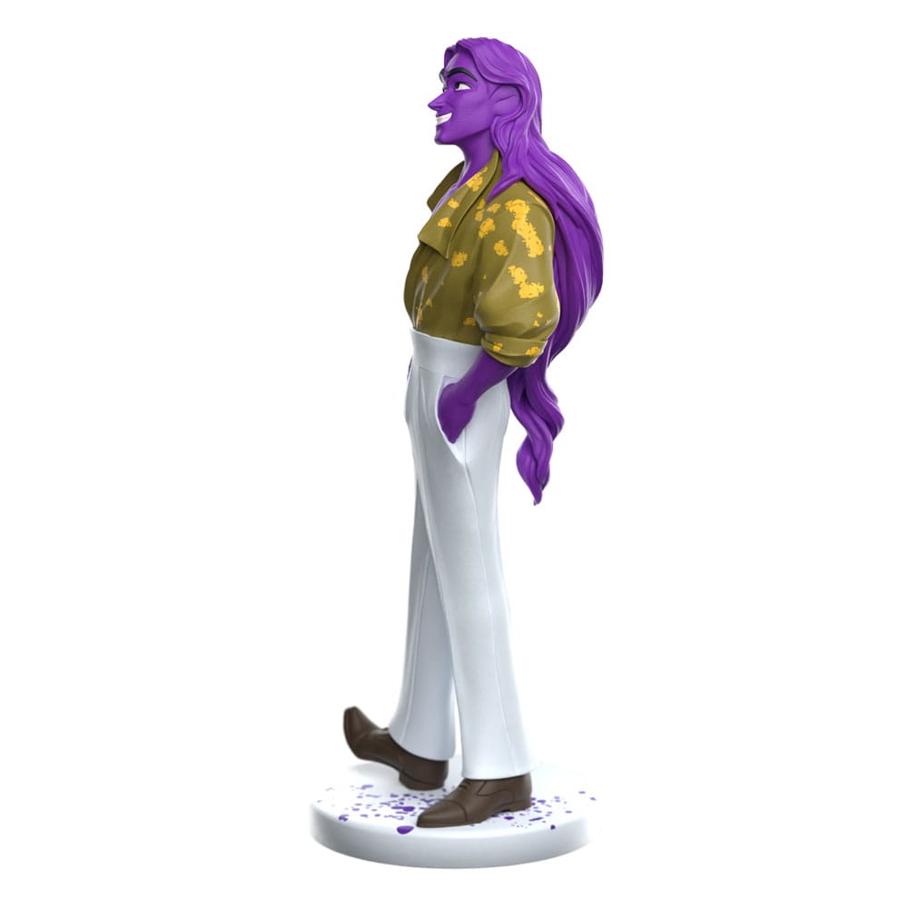 Weta Workshop Lore Olympus Zeus vinyl figure, left side profile with long purple hair
