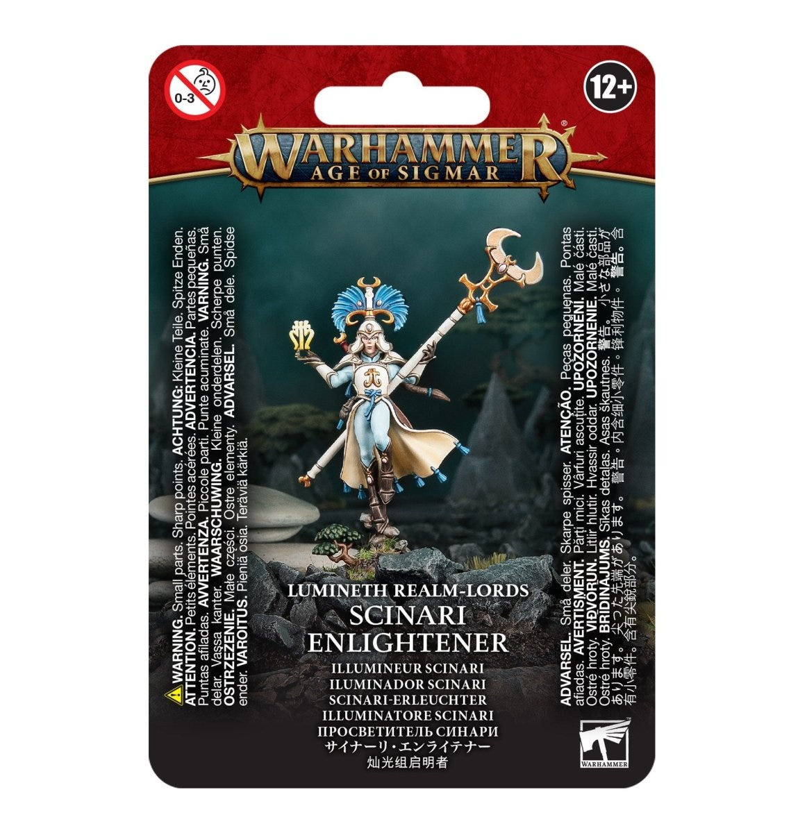 Games Workshop Lumineth Realm-lords Scinari Enlightener blister pack front, Warhammer Age of Sigmar