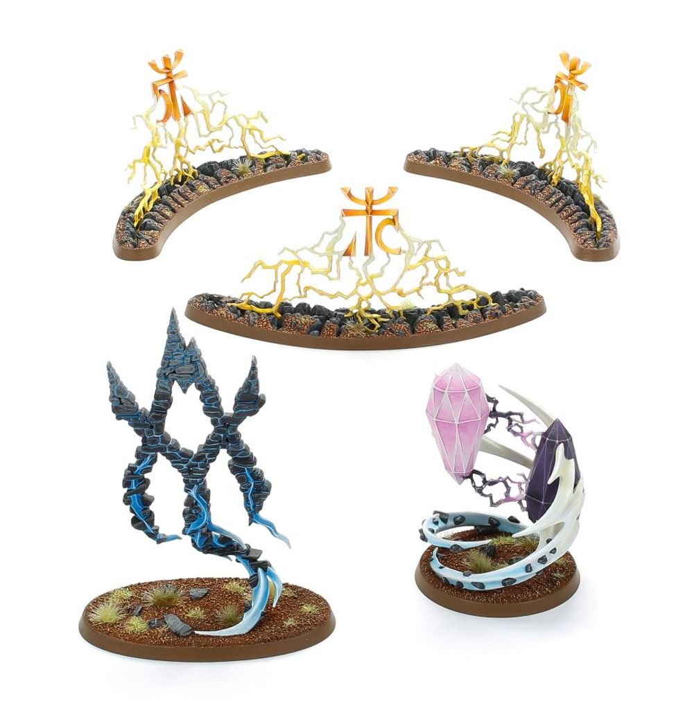 Painted Lumineth endless spells from the Sigil Convocation, grouped together