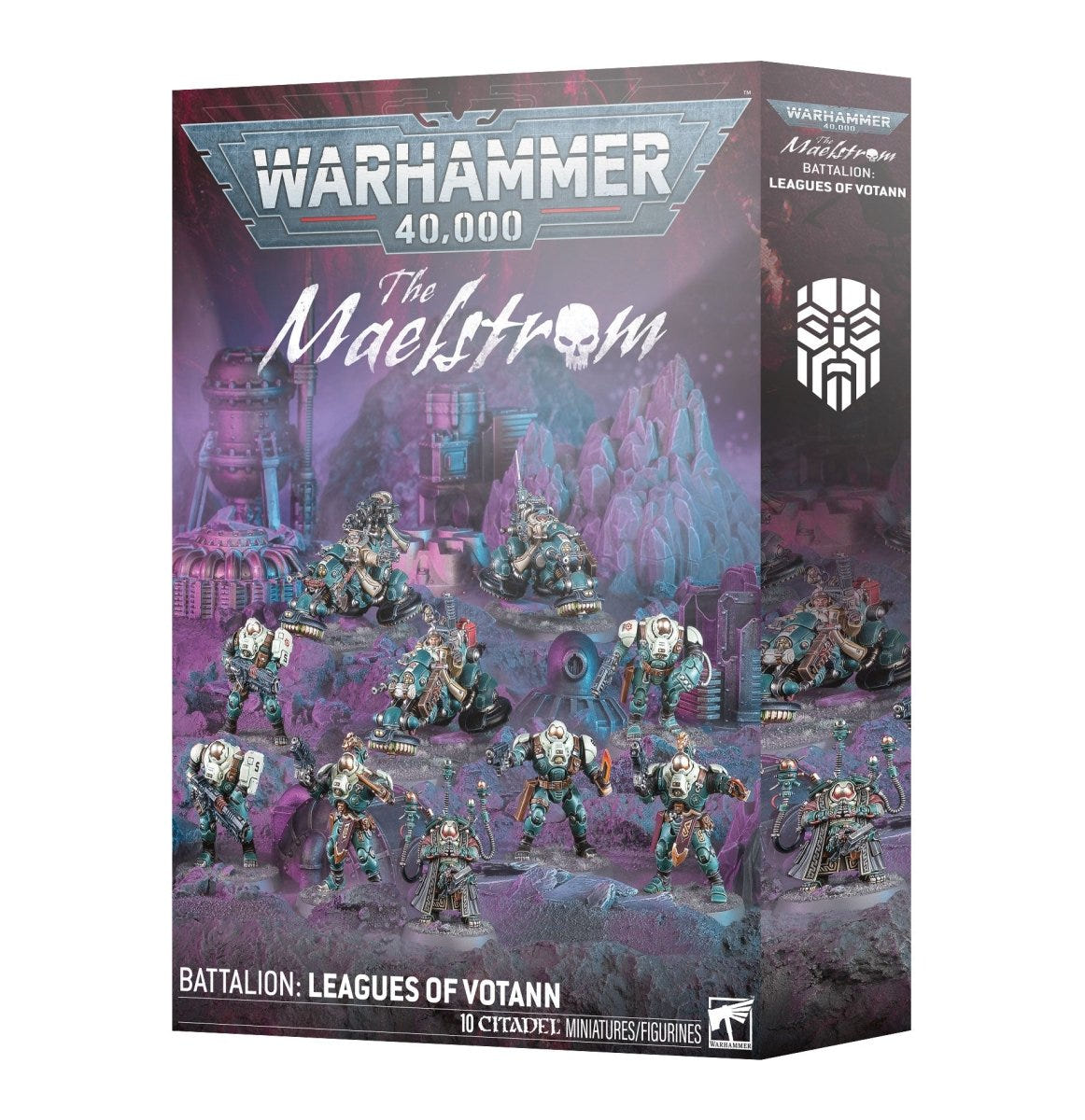 Games Workshop Maelstrom Battalion: Leagues of Votann box front showing the painted Kin force