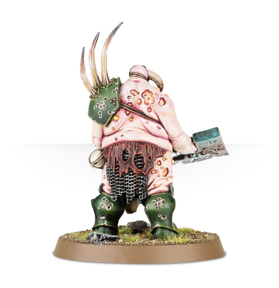Maggotkin of Nurgle Lord of Plagues painted, rear view showing horns and boils