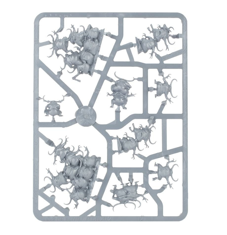 Maggotkin of Nurgle Nurglings unpainted plastic sprue, frame 2 of 2