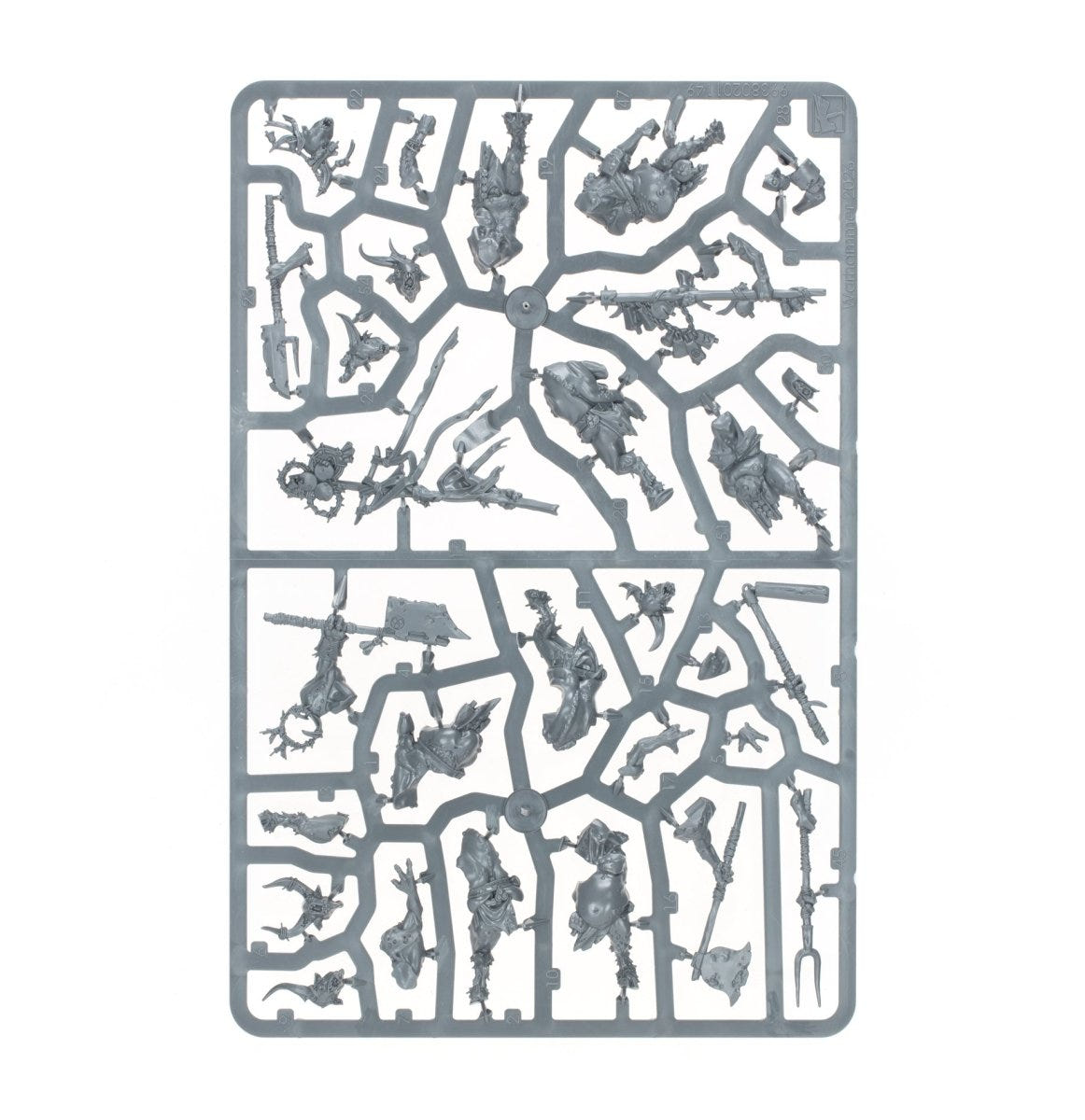 Maggotkin of Nurgle Pestigors unpainted plastic sprue, frame 2 of 2