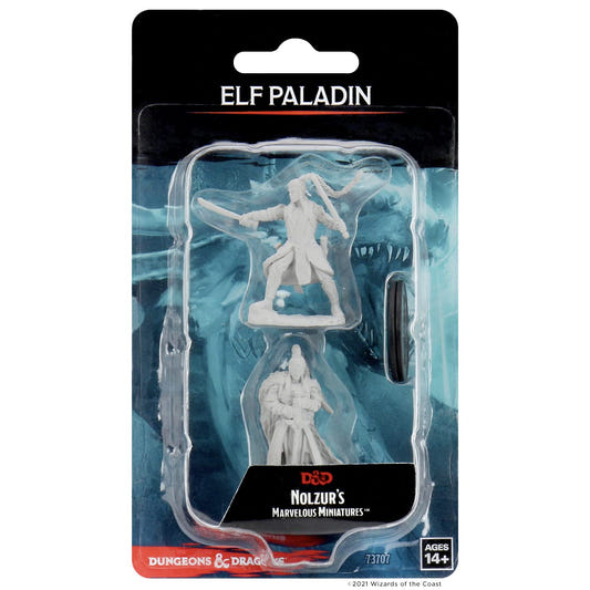 WizKids Nolzur's Marvelous Miniatures Elf Paladin blister pack with unpainted figures inside