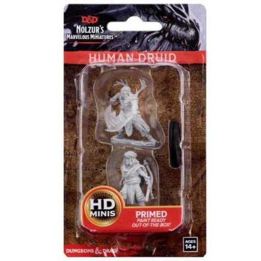 WizKids D&D Nolzur's Marvelous Miniatures Human Druid blister pack with two primed figures