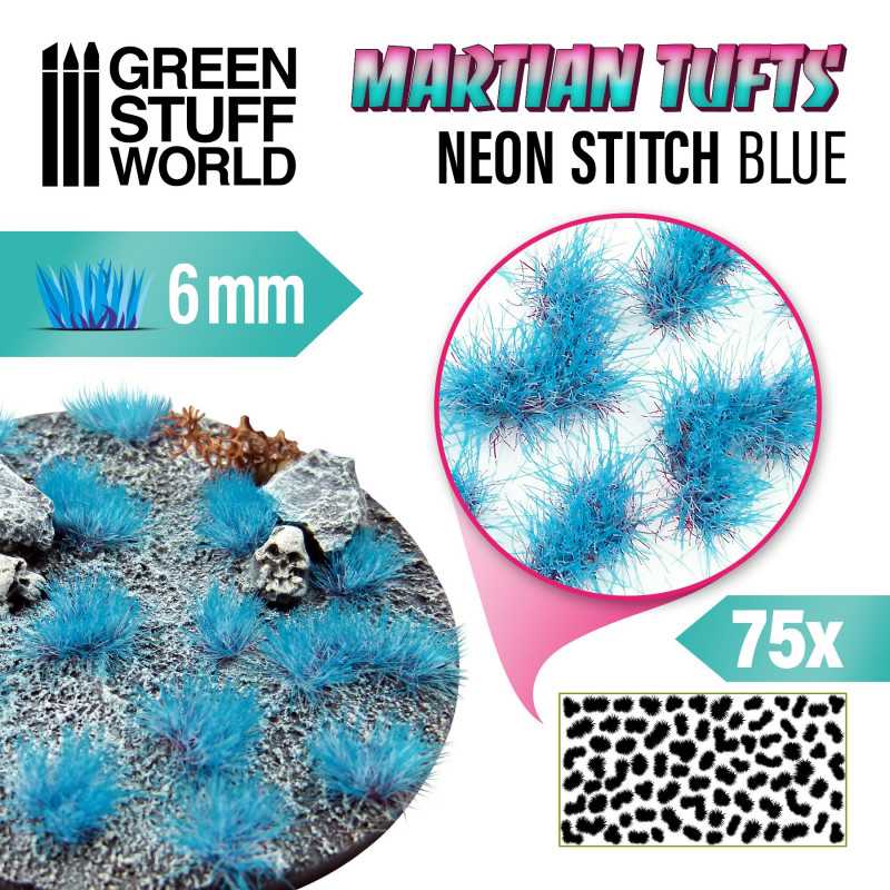 Green Stuff World - Martian Fluor Tufts - NEON STITCH BLUE - Loaded Dice