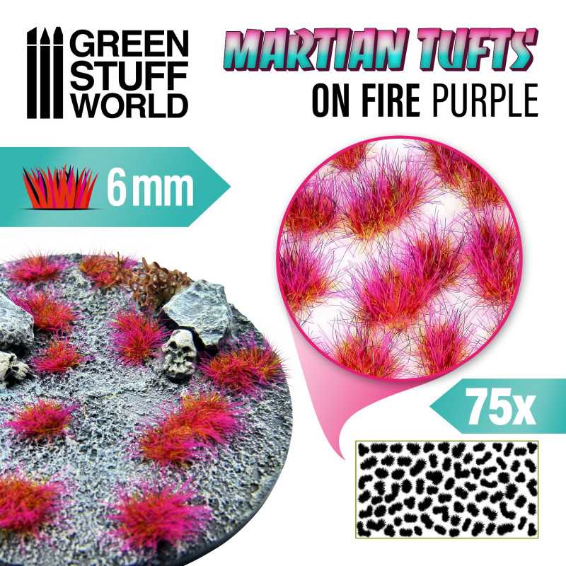 Green Stuff World - Martian Fluor Tufts - ON FIRE PURPLE - Loaded Dice