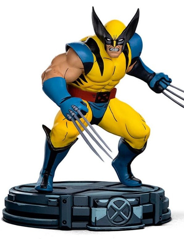 Iron Studios Marvel X-Men 97 Wolverine 1/10 Art Scale statue, claws out on an X-Men logo base