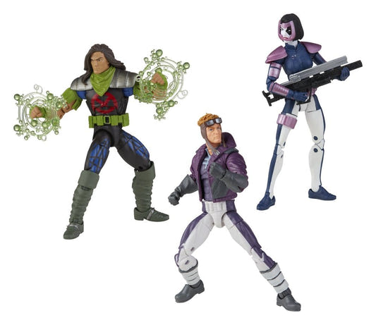 Marvel Legends X-Force 3-pack figures Rictor, Domino and Cannonball posed together