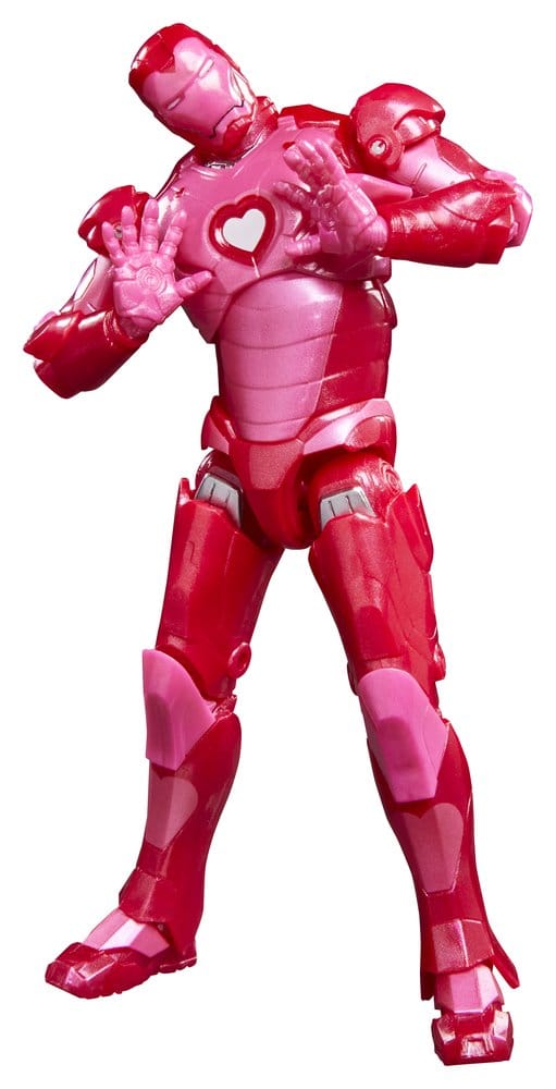 Marvel Legends I Love You 3000 Iron Man figure in pink heart-themed armour, hand to his head