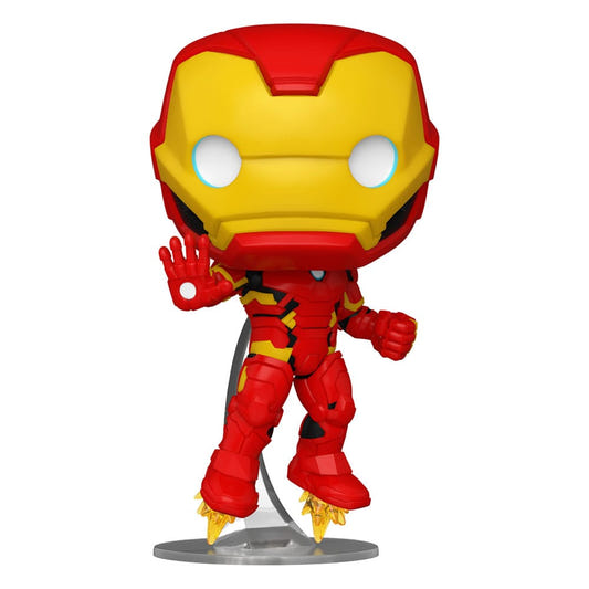 Funko Pop! Marvel New Classics Iron Man in red and gold armour flying on a clear stand