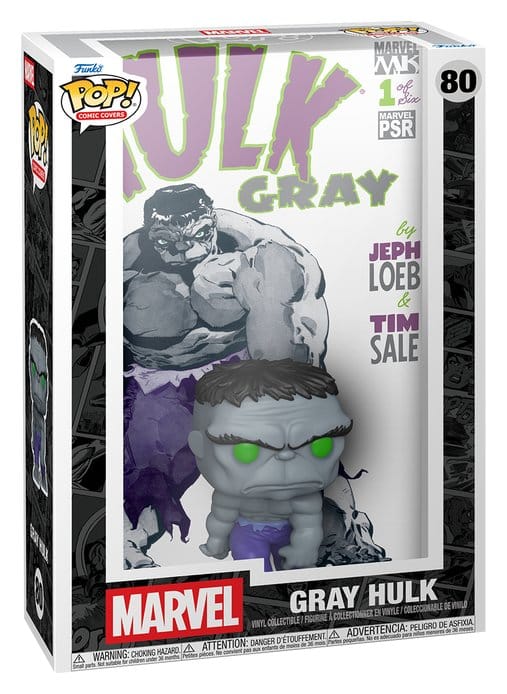 Funko Marvel POP! Comic Covers Gray Hulk vinyl figure in its display case packaging, number 80