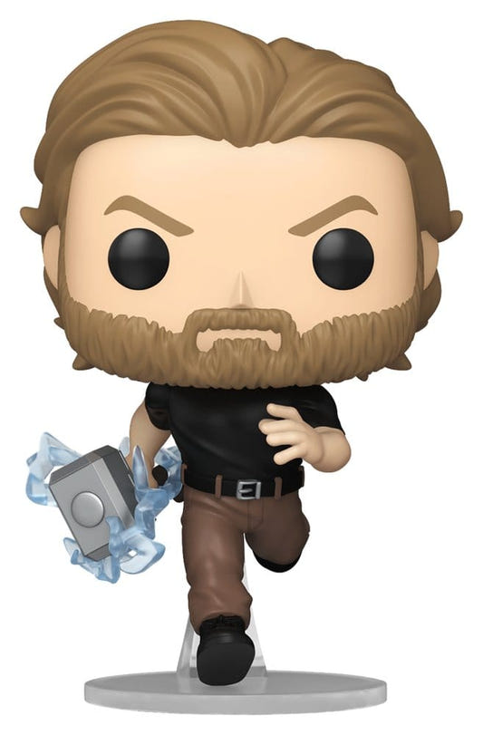 Funko Pop! Comics Steve Rogers Doomsday vinyl figure running and holding Mjolnir