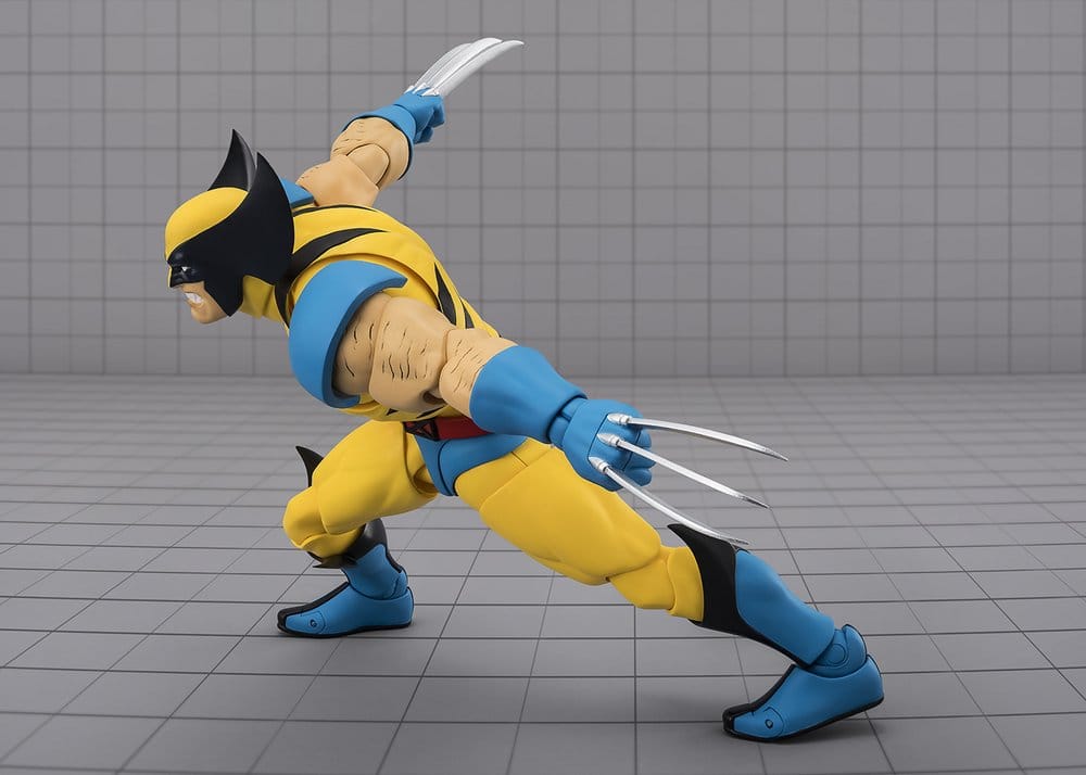 Wolverine Gamerverse S.H.Figuarts in a low lunging slash, side view
