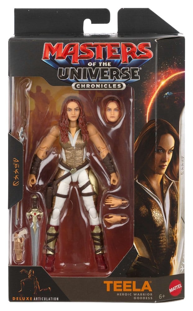 Mattel Masters of the Universe Chronicles Teela figure with extra head and hands in window box