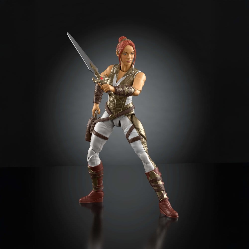 Masters of the Universe Chronicles Teela figure in a battle stance swinging her sword