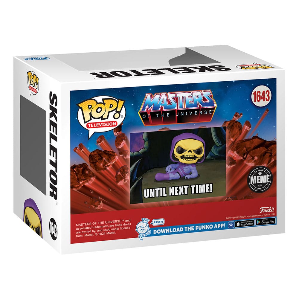 Funko POP! Skeletor Meme box side with the Until Next Time! panel