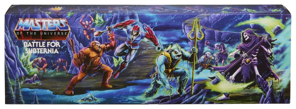 Masters of the Universe Origins Battle for Subternia box sleeve with painted battle artwork