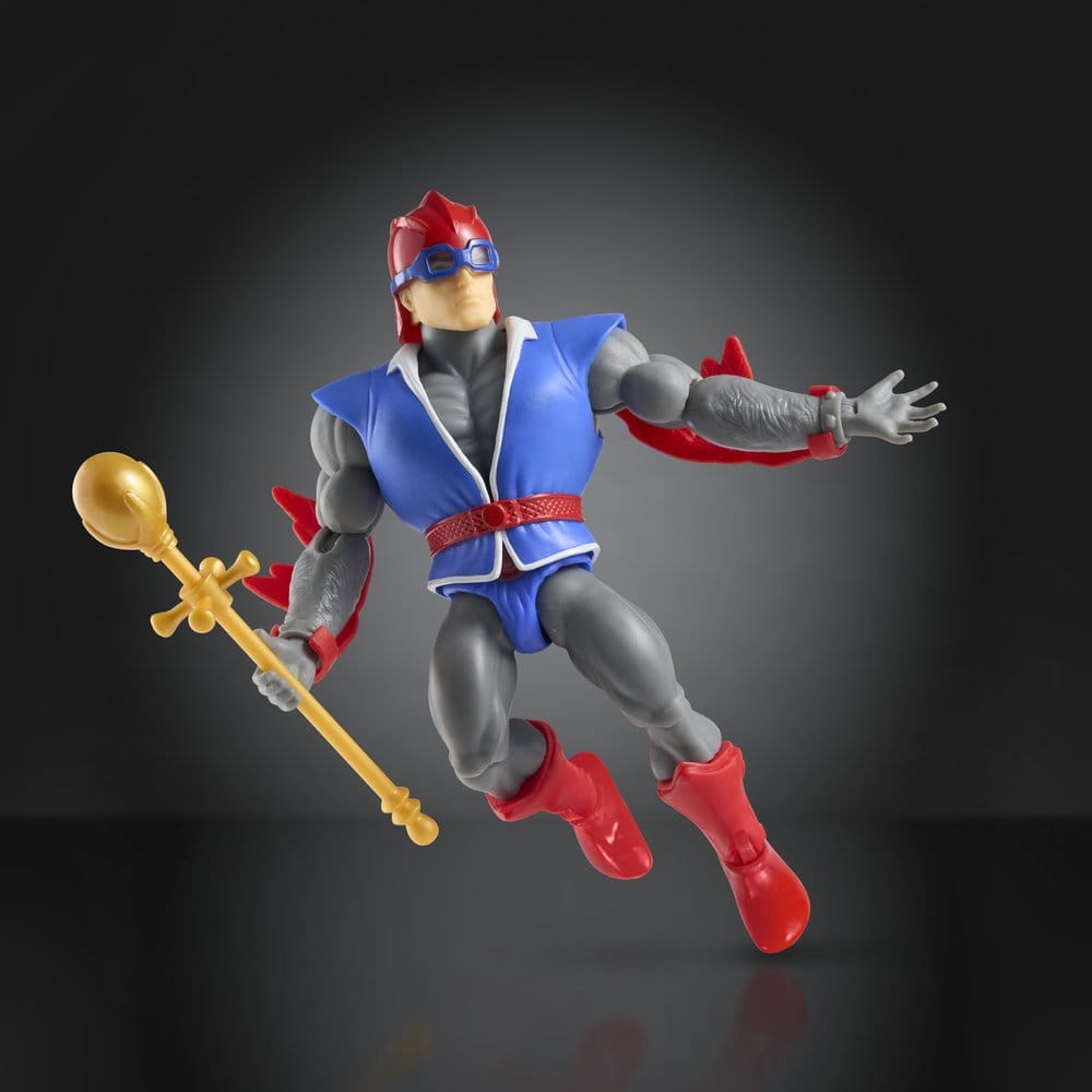 Masters of the Universe Origins Avion Warrior figure in blue tunic holding a golden sceptre